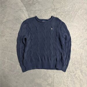 Ralph Lauren Navy Cable Knit Crewneck Sweater